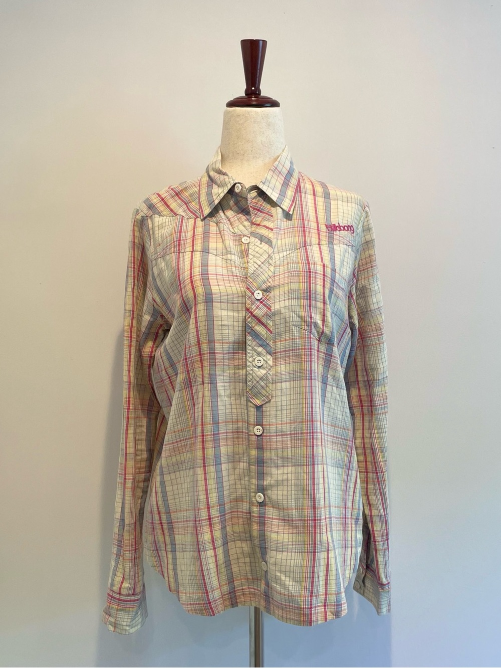 Billabong Plaid y2k Long-Sleeve Button-Up Stripe Shirt - size medium